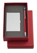 Подарочный набор Joint: футляр для визиток и шариковая ручка, красный