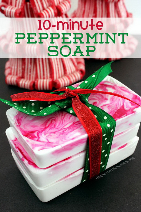 Homemade Peppermint Soap. Homemade beauty products always make perfect DIY gifts for friends, neighbors and teachers. 