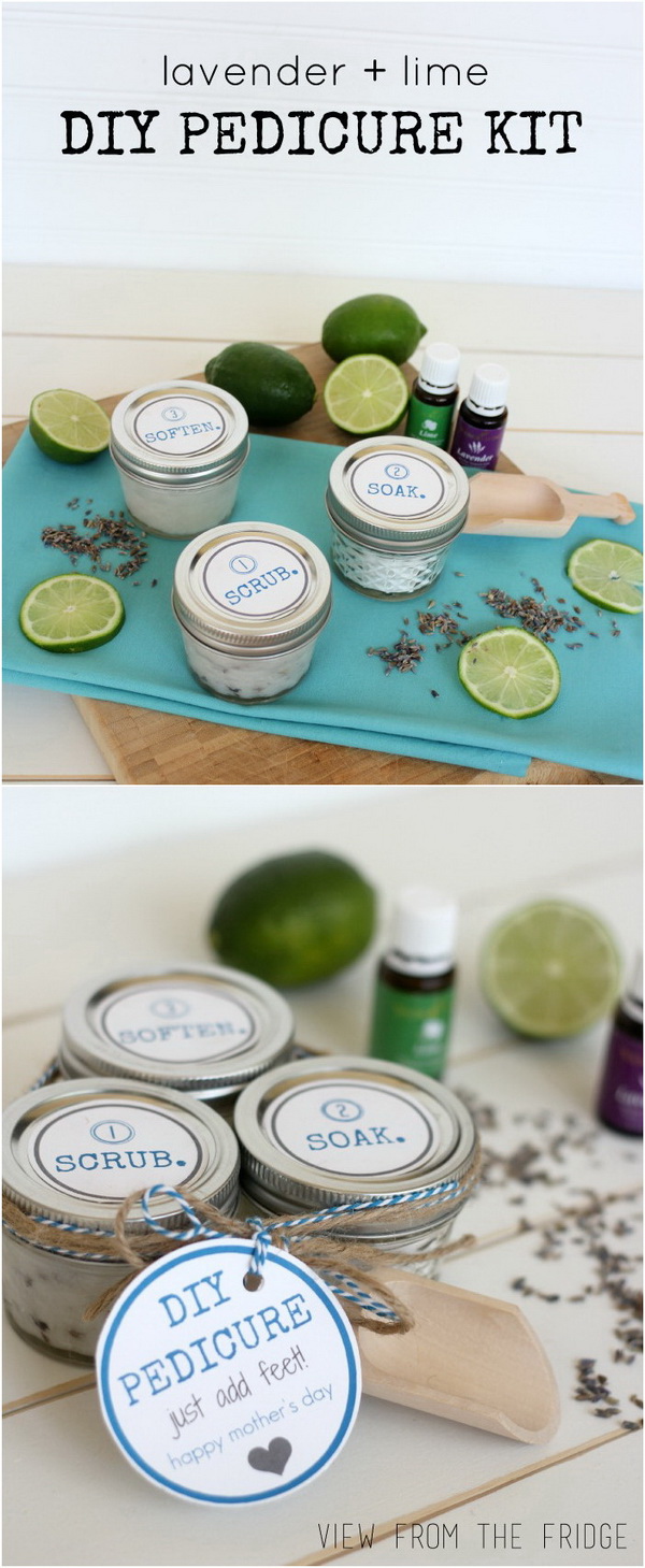 Homemade Pedicure Kit. A cute, thoughtful, and inexpensive gift for your Mom with this homade pedicure kit! 