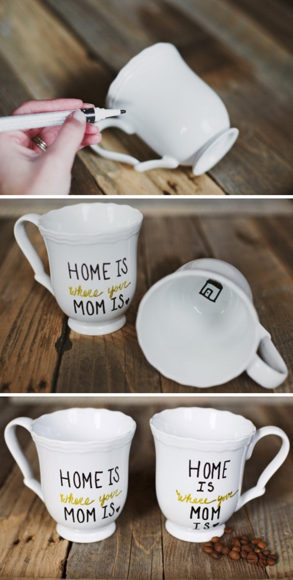 DIY Mother’s Day Mugs. A personalized and fun little mug for our mothers. It was crazy easy and definitely worth the time to make! 