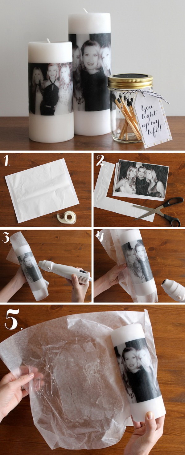DIY Photo Candles For Mom. Make a memorable and special personalized gift for Mom this Mother