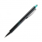 Ручка шариковая Space, нажимной мех-м, черный матовый алюминий, отделка синий хром.